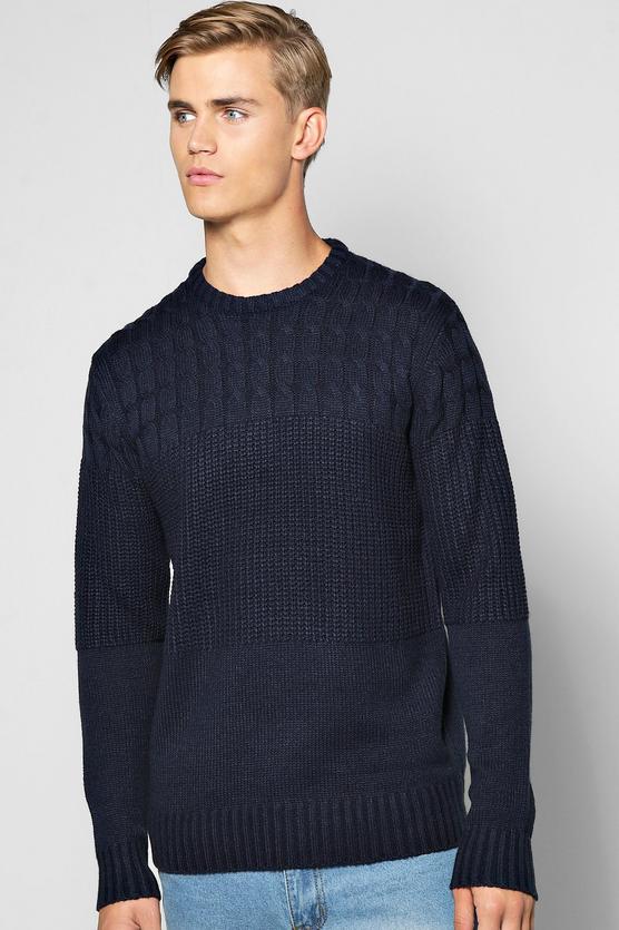 Mixed Cable Crew Neck Jumper